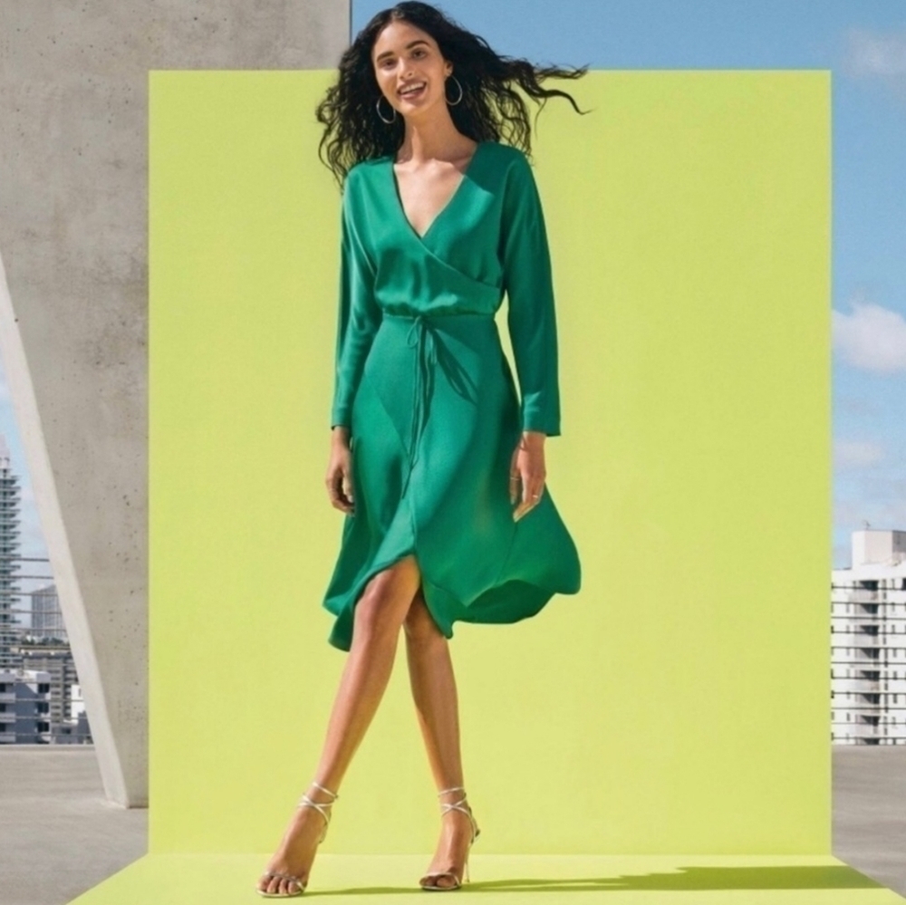 Cushnie x Target Green Faux Wrap Dress 2 NWT